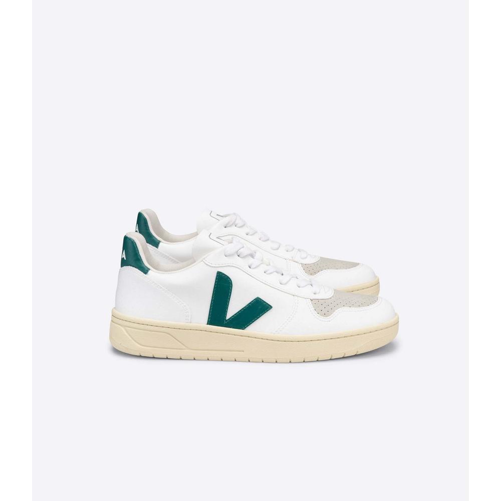 White/Green Women\'s Veja V-10 CWL Sneakers | AU 653PJJ